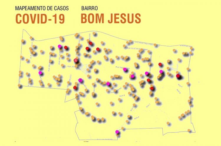 Mapa de casos de Covid-19 - bairro Bom Jesus