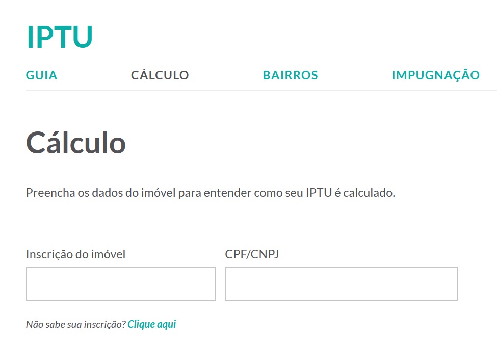 No site do IPTU, escolher a aba cálculo.