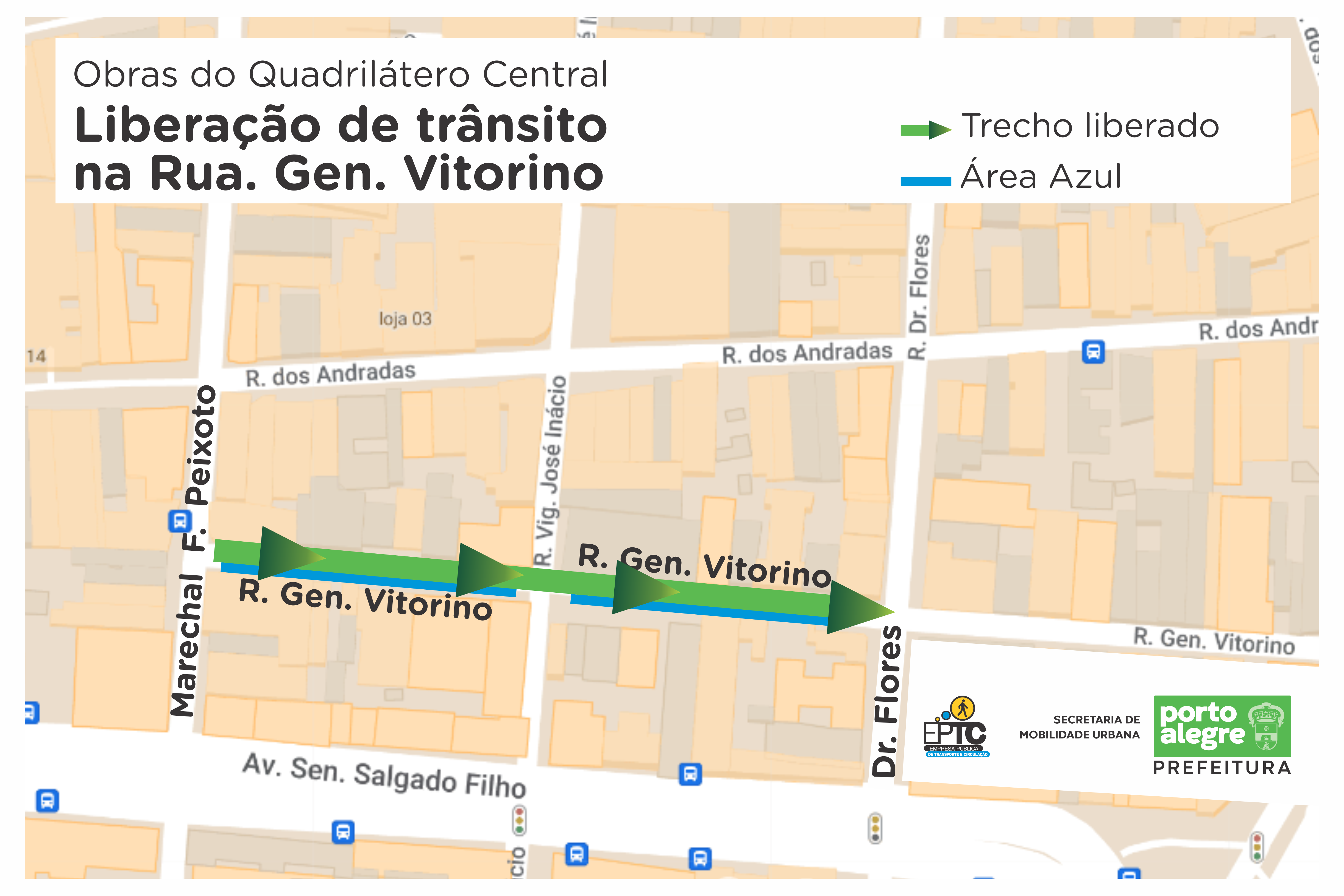 Obras ocorreram no trecho entre a rua Mal. Floriano Peixoto e rua Dr. Flores