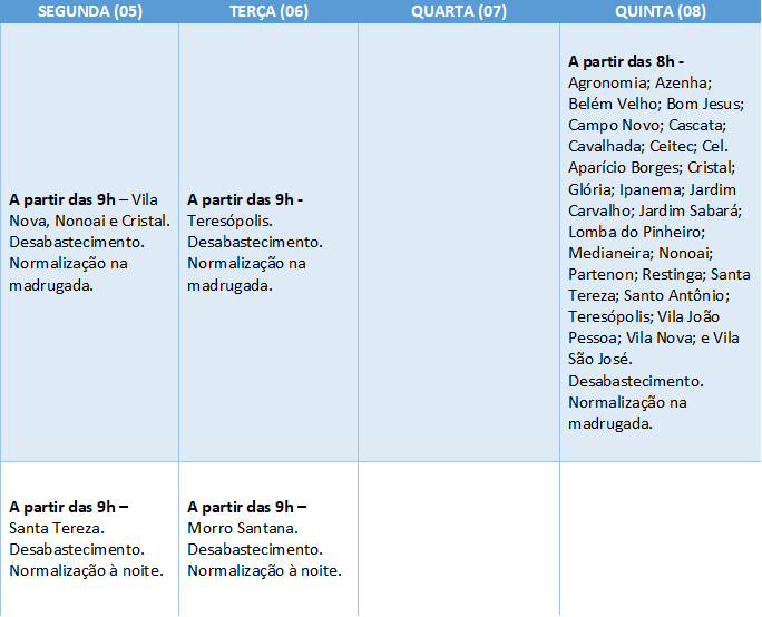 Programação de serviços do Dmae ocorrem segunda, terça e quinta