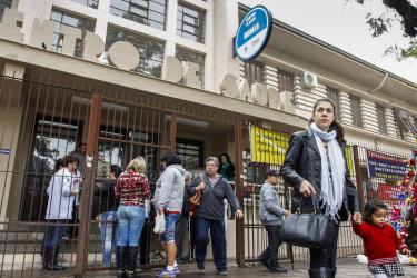 Prefeito Nelson Marchezan Junior, Secretário de Saúde Erno Harzheim, Secretário Estadual de Saúde João Gabbardo dos Reis e SMS no Dia D da Vacinação contra a Gripe Local: Centro de Saúde Modelo