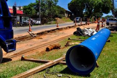 Nova adutora de recalque em PEAD da Ebat Sarandi mede 600mm de diâmetro.