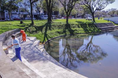 Serviços Urbanos segue com pintura antipichação nos Açorianos