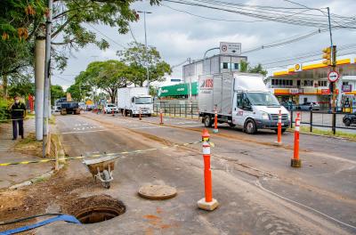 Avenida Sertório e rua Ouro Preto serão bloqueadas para nova etapa de obra de adutora