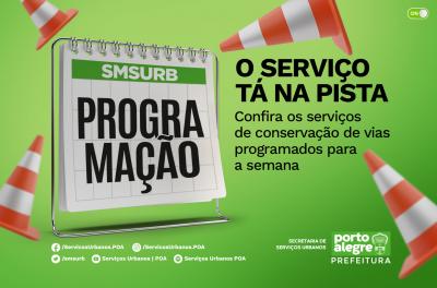 Programação de conservação de vias de 13 a 17 de setembro