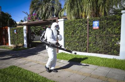 aplicação de inseticida contra a dengue