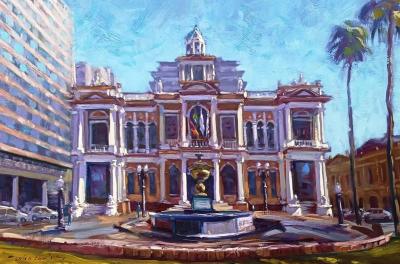 Exposição do pintor Erico Santos no Museu de Arte do Paço homenageia Porto Alegre