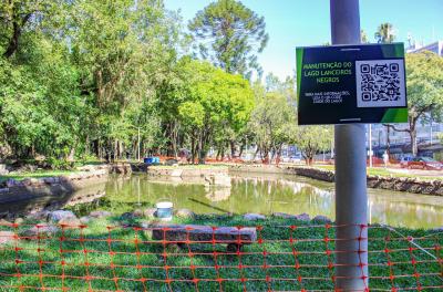 Lago no Parque Farroupilha recebe serviços de remoção de lodo e limpeza