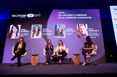 Letícia Batistela no painel Do conceito à realidade: IA no ambiente empresarial