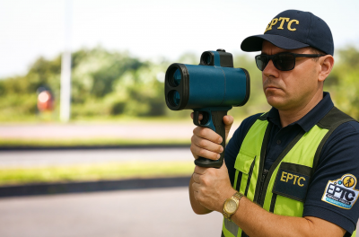 Porto Alegre, RS, Brasil 22/4/2025: Foto do agente de fiscalização de trânsito Azevedo, criado através do uso de inteligência artificial, para ilustrar as matérias e cards produzidos pela EPTC referente à Operação Radar. Foto: EPTC/Divulgação/PMPA