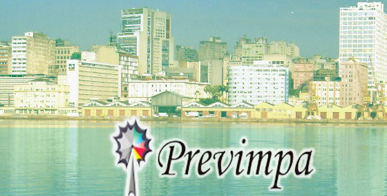 Marca da Previmpa sobre vista panorâmica da cidade de Porto Alegre